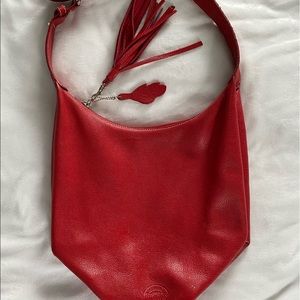 Vintage Roots Red Leather Hobo Bag Purse EUC